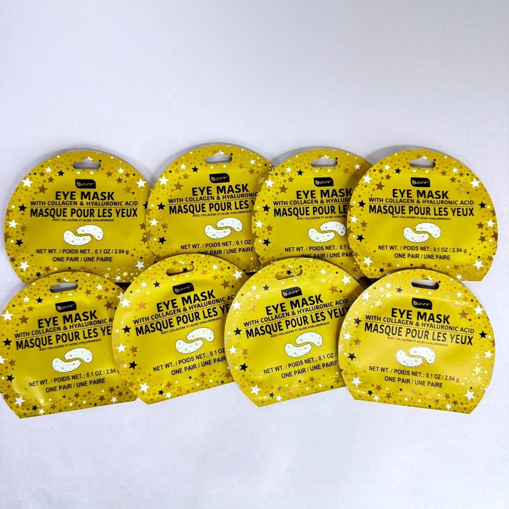 8 Pack B.Pure Eye Mask Collagen Hyaluronic Acid Under Eye Patches Gold Stars